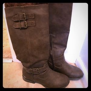 Just fab knee high brown boots with sock detail